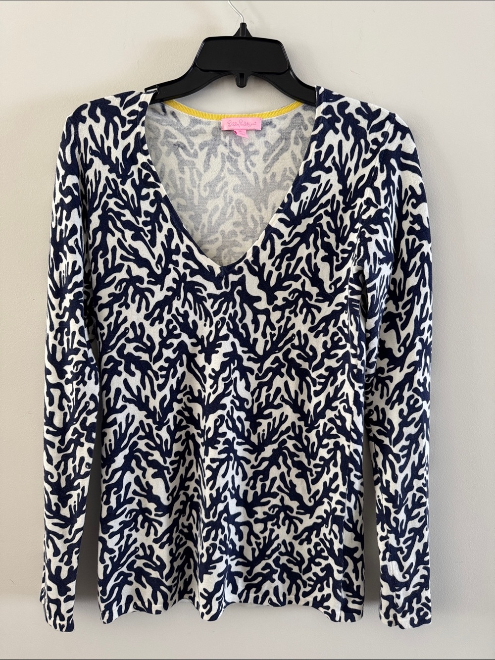 Lilly Pulitzer Pink Label Sweater with Yellow Trim